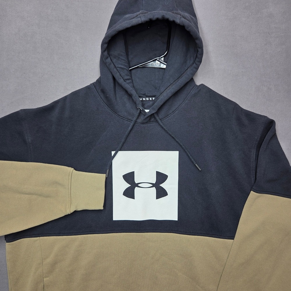 Under Armour Hoodie Mens 2XL Rival Fleece Colorblock Box Logo Sweatshirt 1345602